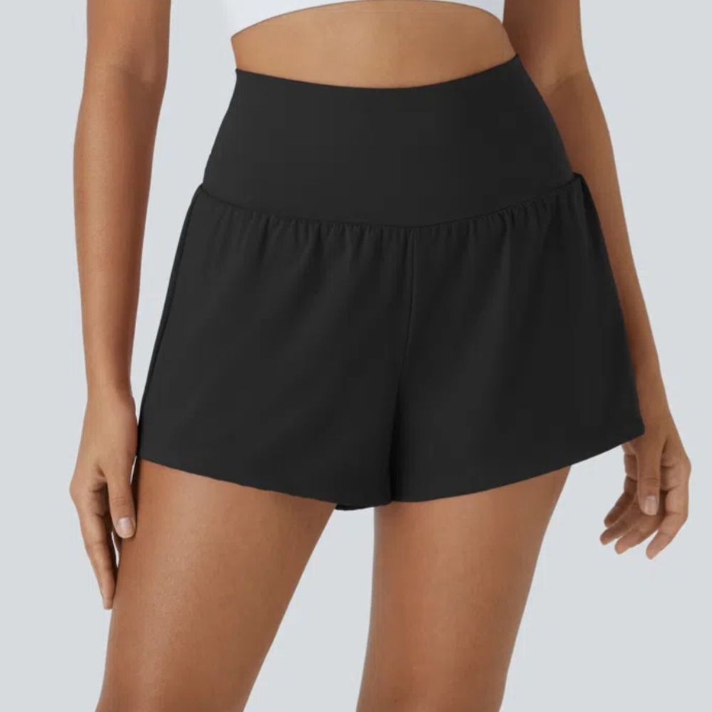 NWOT - HALARA Black High Waist Shorts with Elastic Waistband
